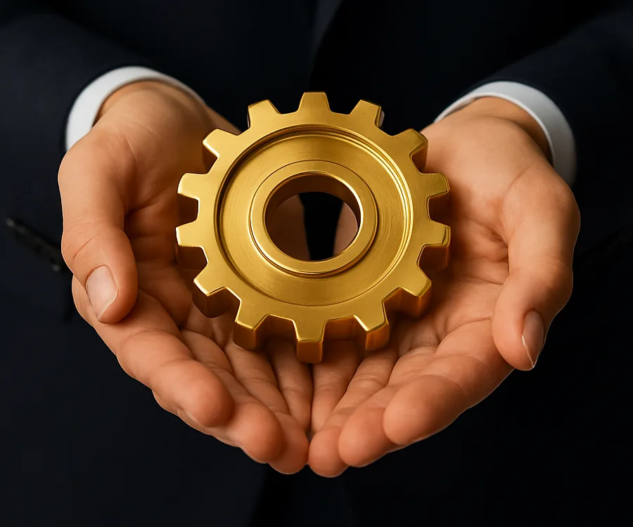 Zahnrad-Symbol als Zeichen für technische Reinigungslösungen